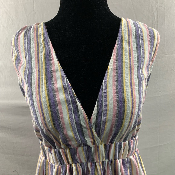 Striped Plunging Neck Ruffle Hem Dress - Picture 7 of 9